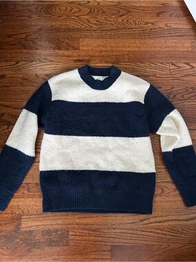 Navy stripe crewneck sweater